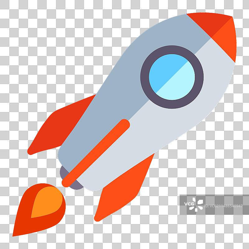 白色背景上的火箭发射扁平图标图片素材