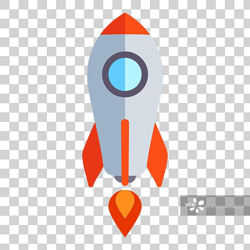 白色背景上的火箭发射扁平图标图片素材
