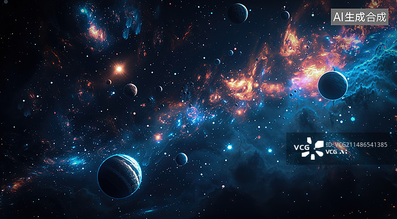 【AI数字艺术】宇宙中的行星图片素材