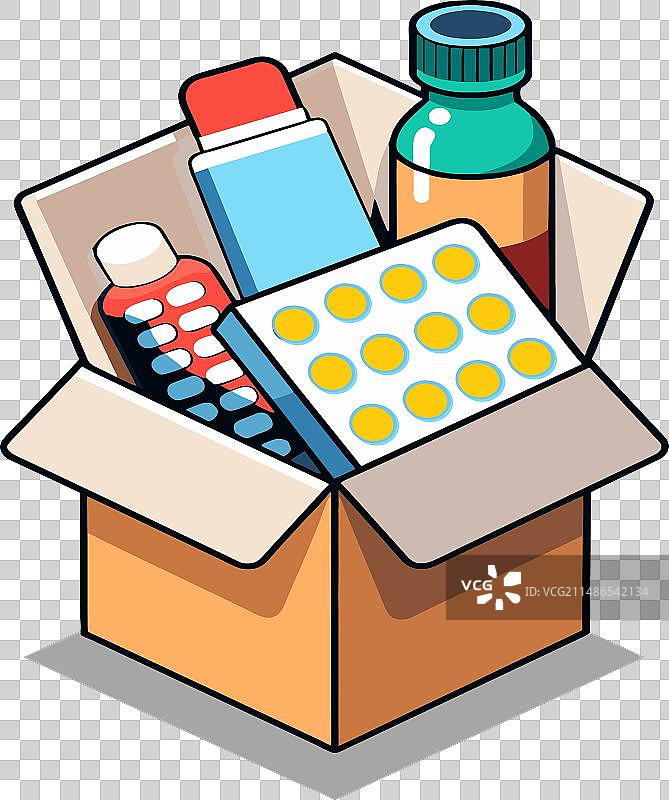 装有各种药品的纸箱图片素材