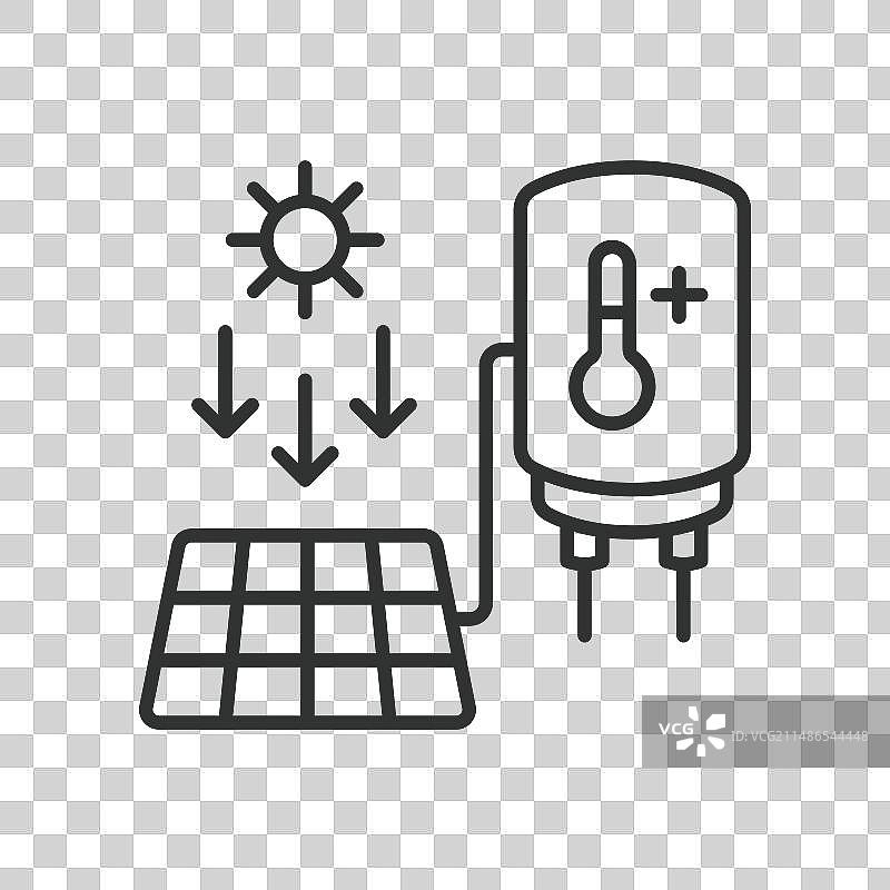 太阳能烧水线性图标图片素材