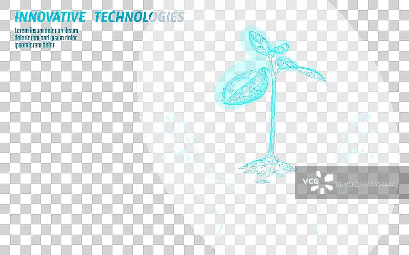 手持植物幼苗的生态抽象概念图片素材