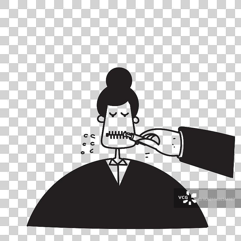 手绘人物拉链封口涂鸦图片素材