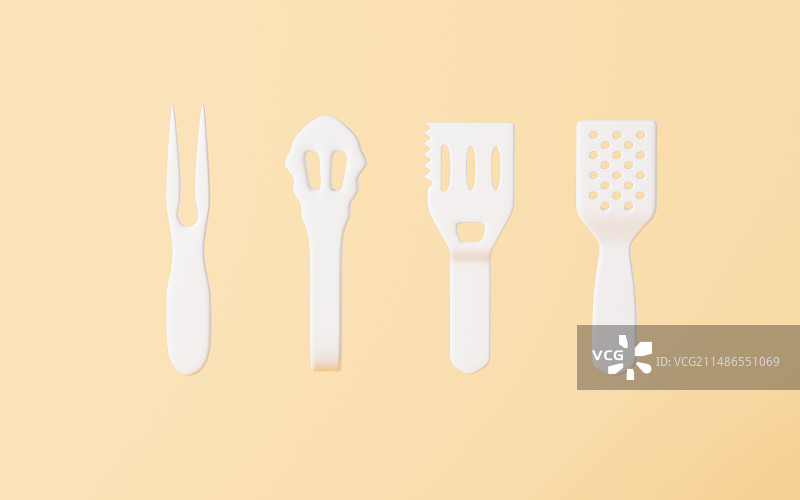 卡通烧烤工具模型3D渲染图片素材