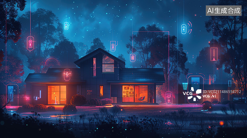 【AI数字艺术】城市风光夜景图图片素材