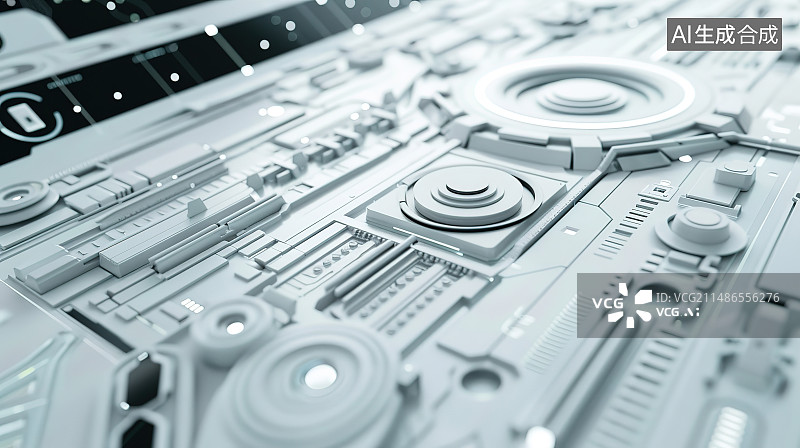 【AI数字艺术】计算机设备的高角度视图图片素材