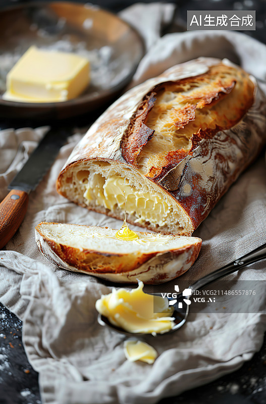 【AI数字艺术】桌上盘子里的早餐特写镜头图片素材