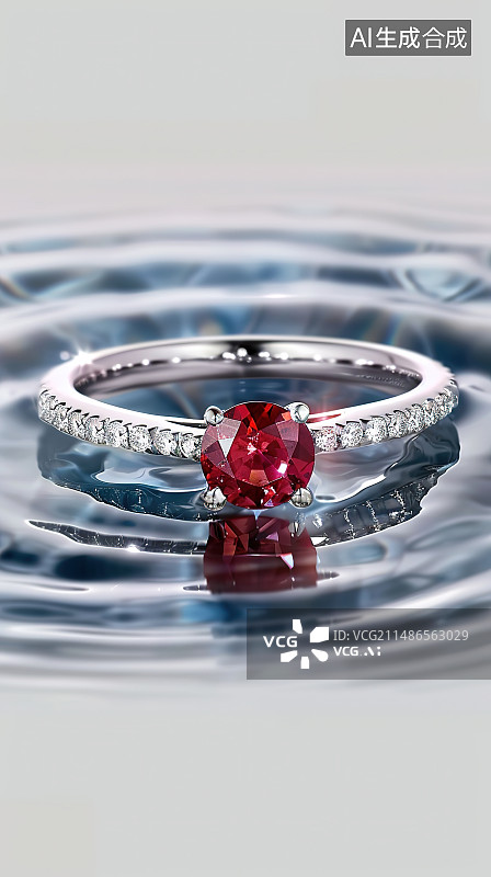 【AI数字艺术】白色背景下的戒指特写镜头图片素材