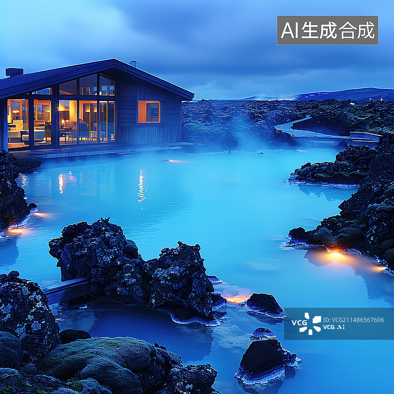 【AI数字艺术】海边的小木屋图片素材