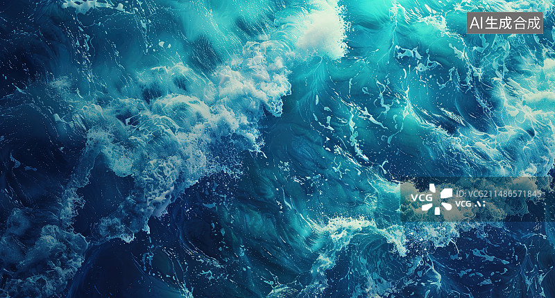 【AI数字艺术】航拍海洋上的海浪图片素材