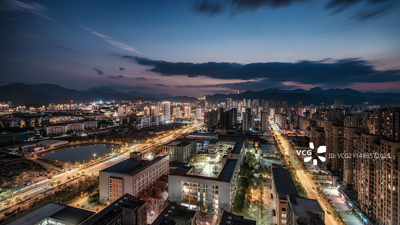 俯瞰沙县一中夜景图片素材