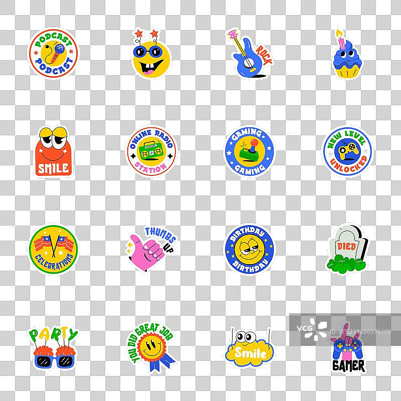 扁平卡通贴纸合集图片素材