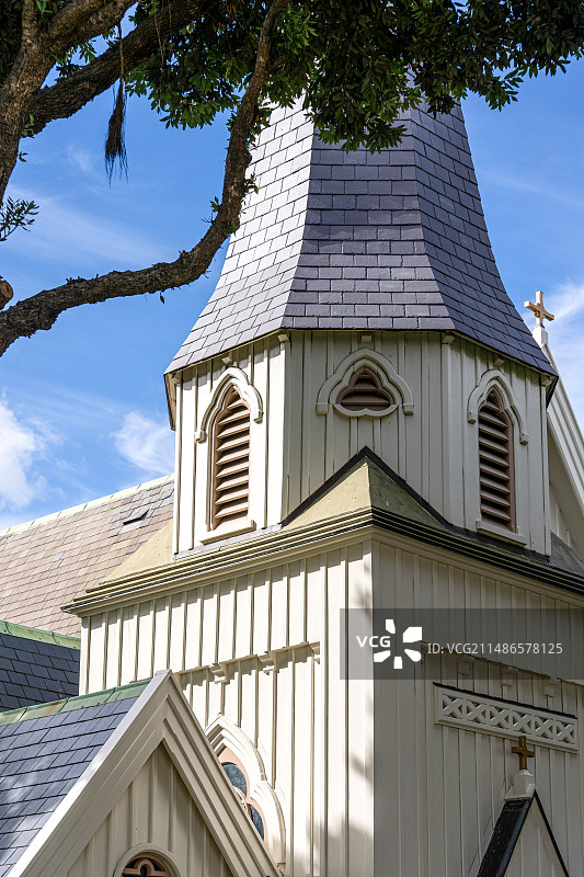 新西兰惠灵顿著名景点和文化遗产哥特复兴式的旧圣保罗教堂风光图片素材