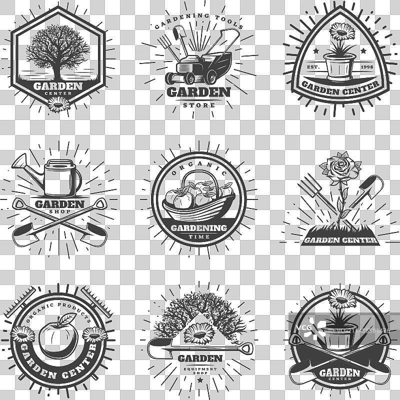 复古单色园艺logo合集图片素材