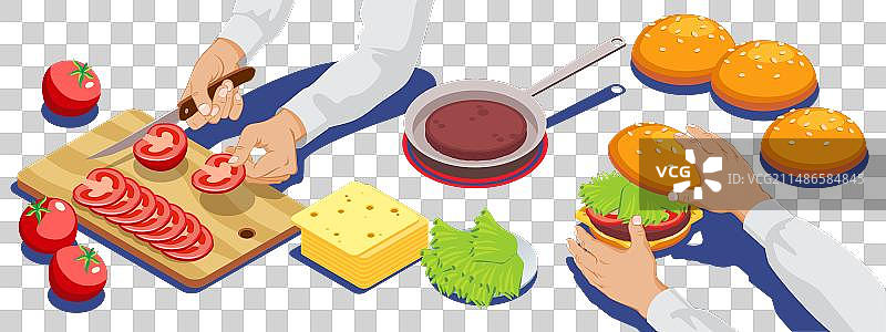 含肉包的2.5D汉堡制作宣传单图片素材