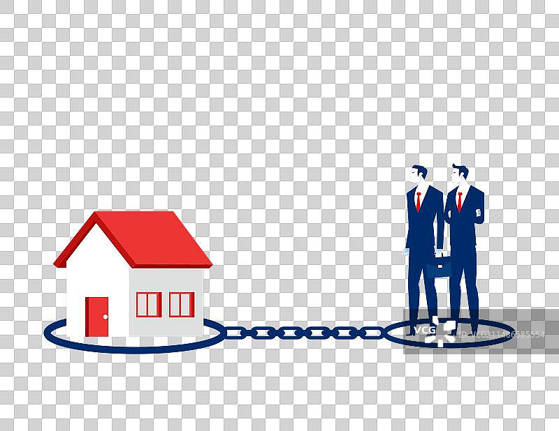 被房贷束缚的房屋上的锁链图片素材