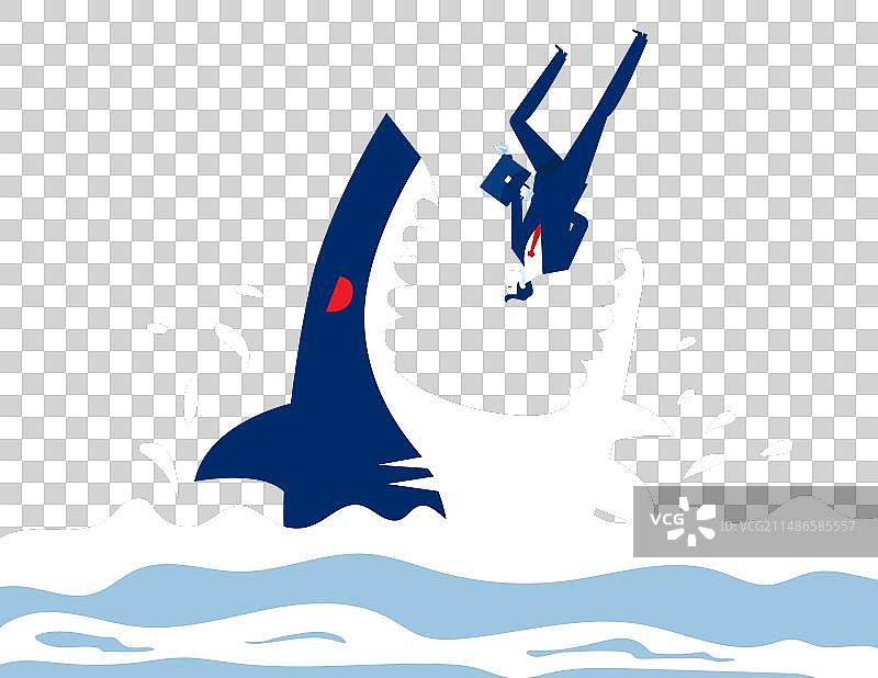 商务人士掉入鲨鱼口中图片素材