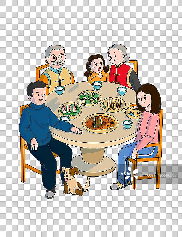 团圆饭插画元素图片素材