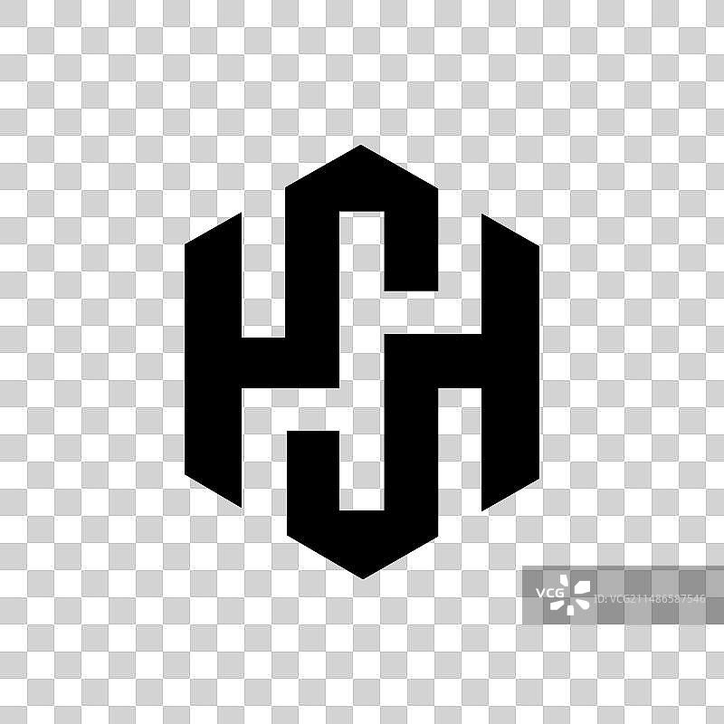 字母HC或CH六边形字母现代标志图片素材