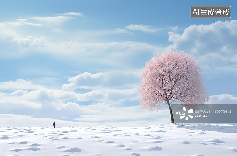 【AI数字艺术】雪地上的摄影工作者图片素材