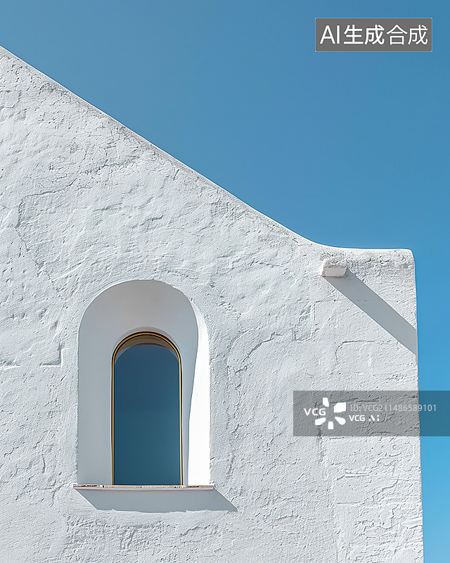 【AI数字艺术】晴朗蓝天下的建筑低角度视图图片素材