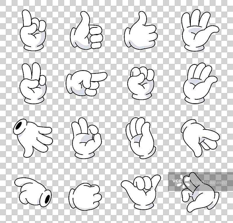 戴白色手套的漫画手势图片素材