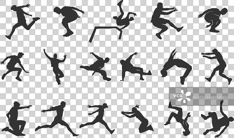 跑酷剪影图片素材