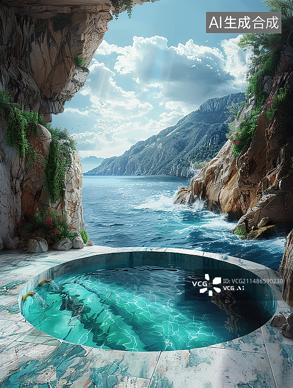 【AI数字艺术】温泉休闲度假中心图片素材