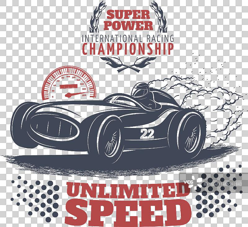 带有超级描述的彩色赛车印刷品图片素材