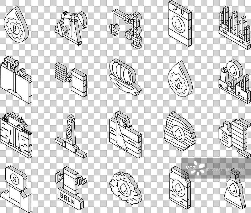 石油工业工厂2.5D图标集图片素材
