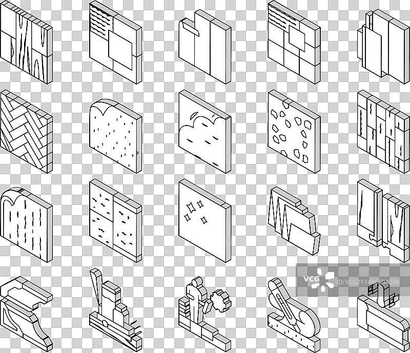 2.5D地面安装系列等距图标集图片素材