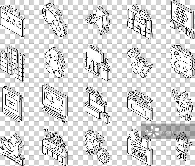 玩具店促销品2.5D图标合集图片素材