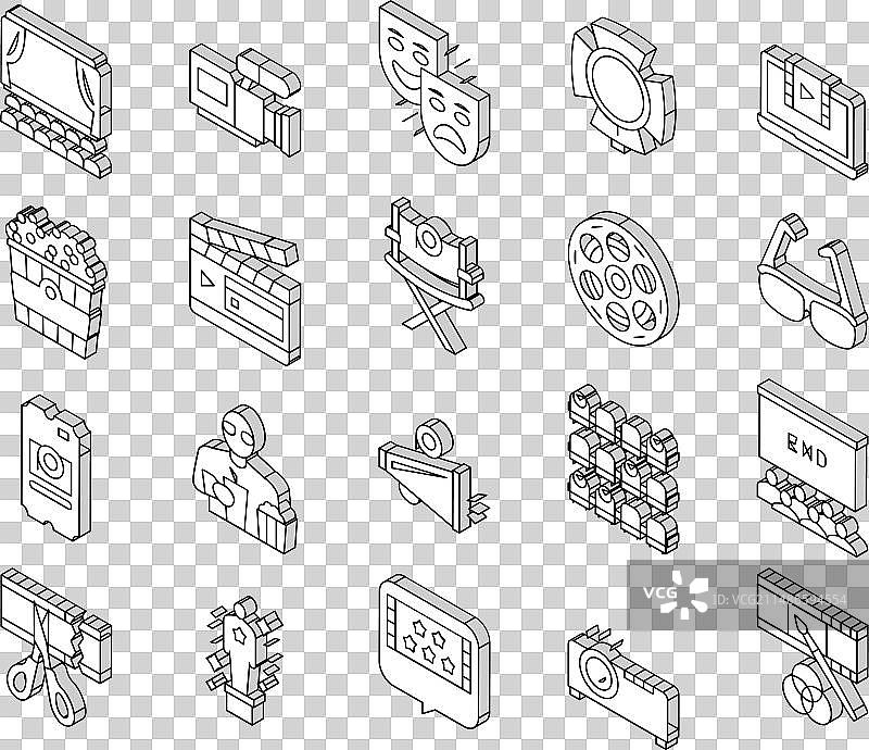 电影院观看电影娱乐2.5D图标图片素材