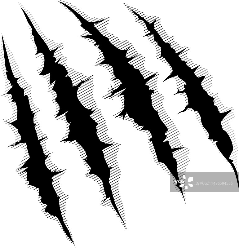 白色背景上的爪子抓痕图片素材