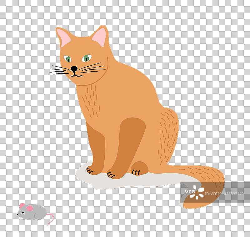 姜黄色猫咪捕捉老鼠的狩猎本能图片素材