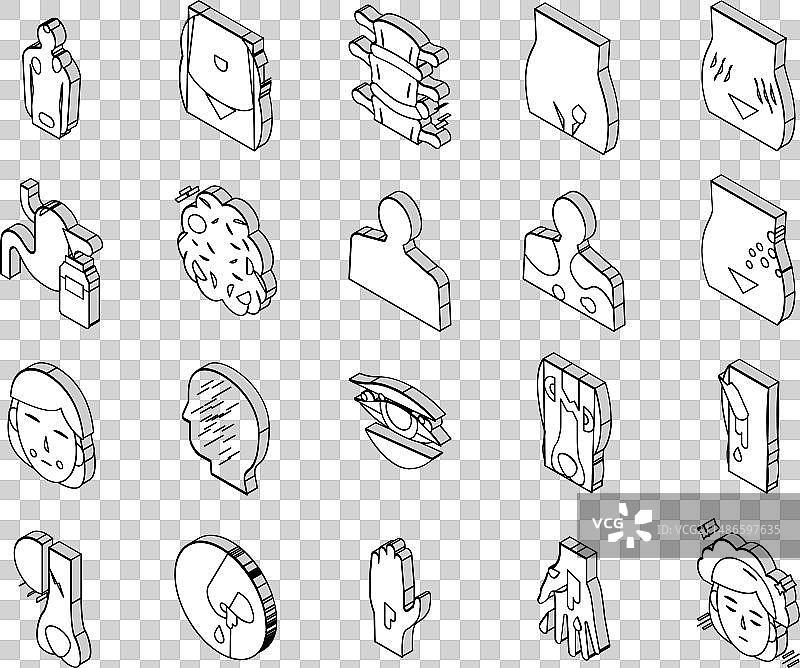 疾病健康问题2.5D图标合集图片素材