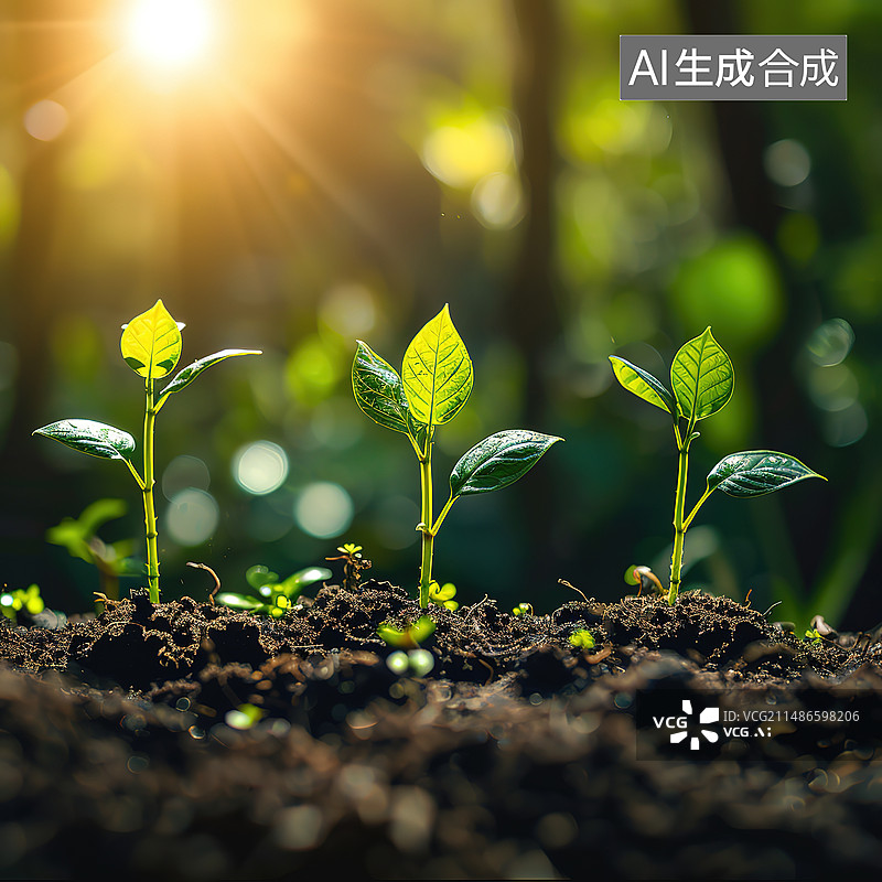 【AI数字艺术】植物在野外生长的特写镜头图片素材