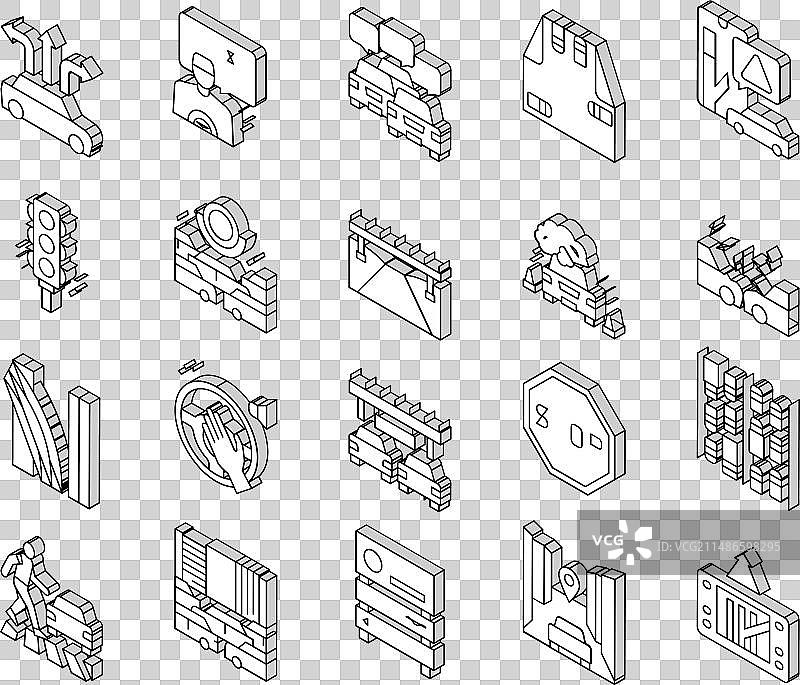 交通拥堵运输合集2.5D图标图片素材