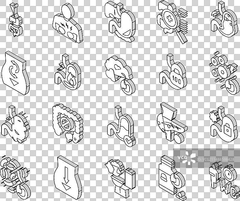 消化系统疾病和治疗2.5D图标图片素材