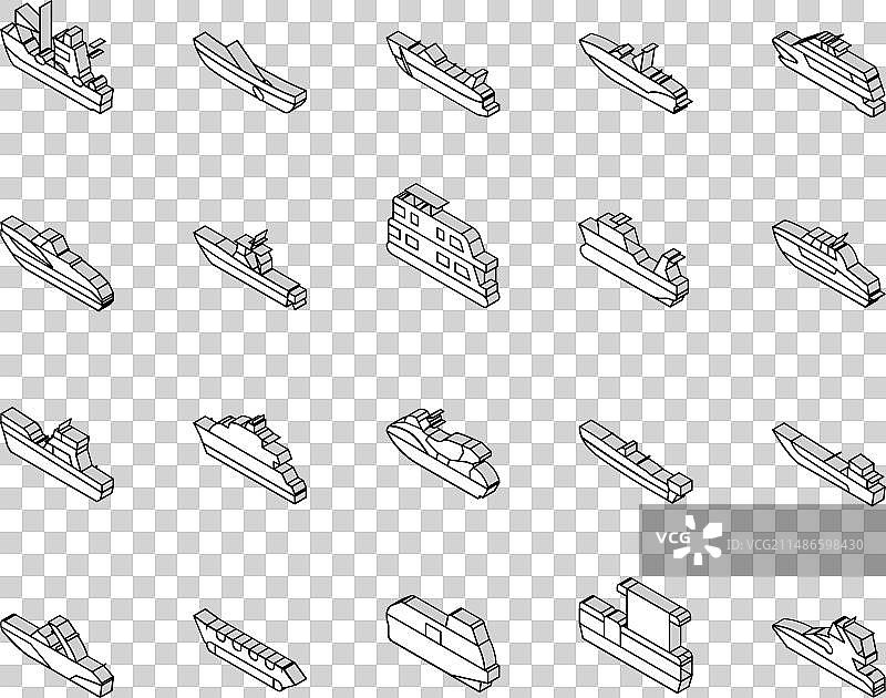 水上交通工具2.5D等距图标图片素材