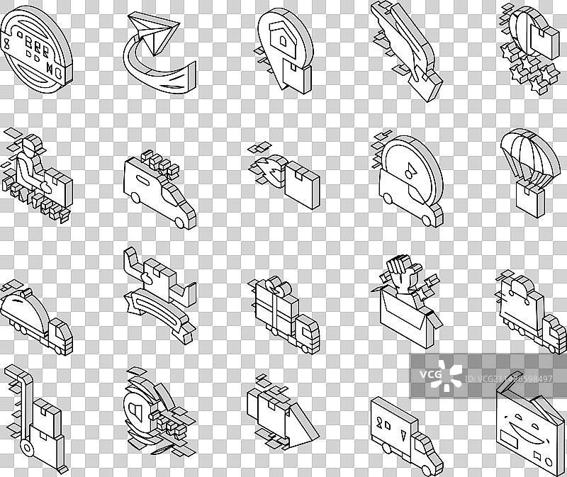 免费送货服务2.5D图标合集图片素材