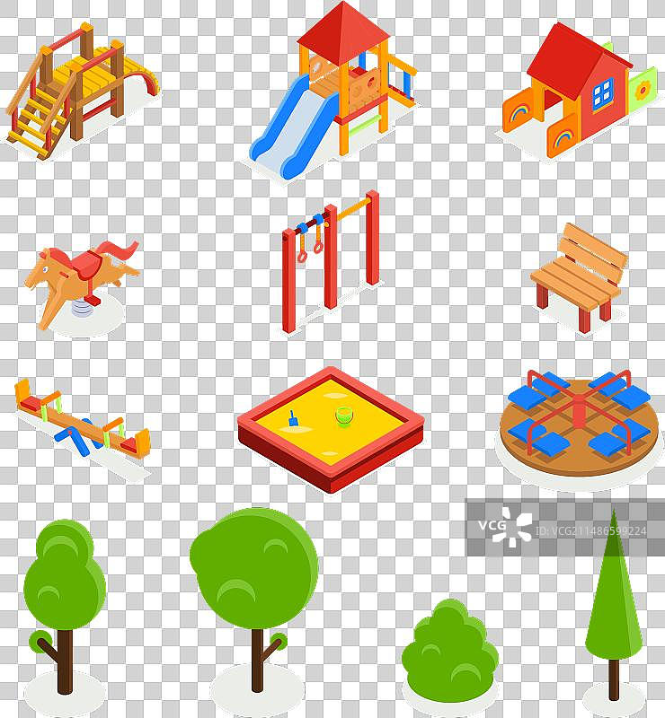 2.5D儿童游乐场图标合集图片素材