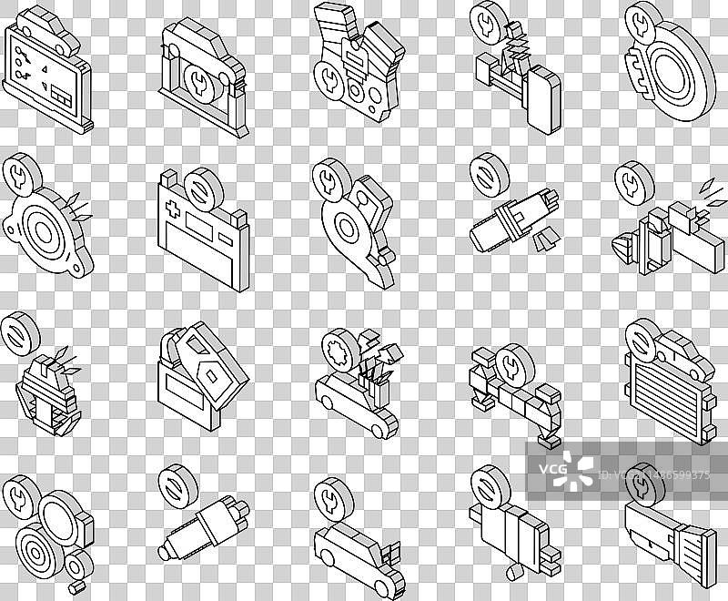 汽车服务修理厂2.5D图标集图片素材