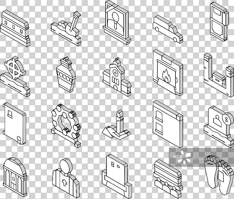 葬礼埋葬服务2.5D等距图标系列图片素材