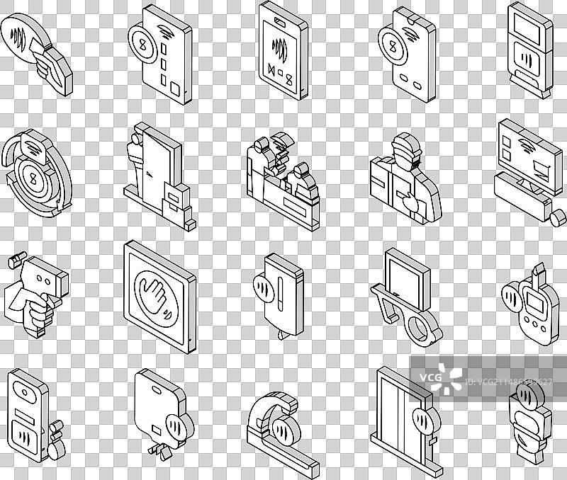 非接触式系统技术2.5D图标集图片素材