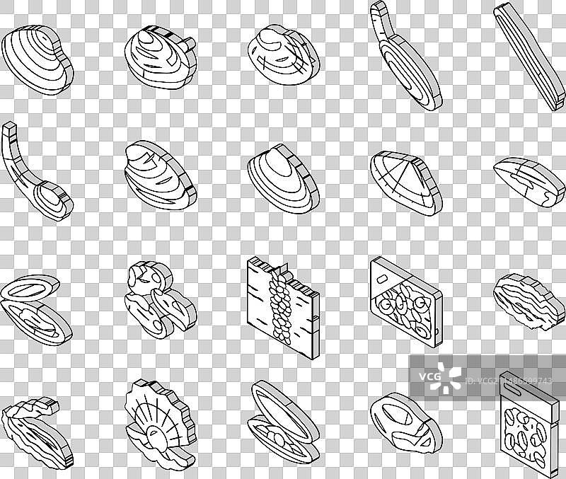蛤蜊海洋海产养殖营养2.5D图标合集图片素材