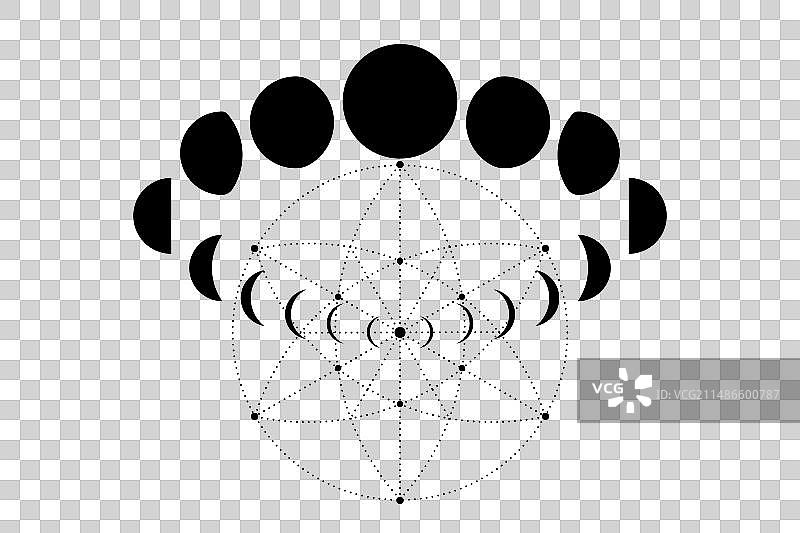 神圣几何神秘图上的月相图片素材