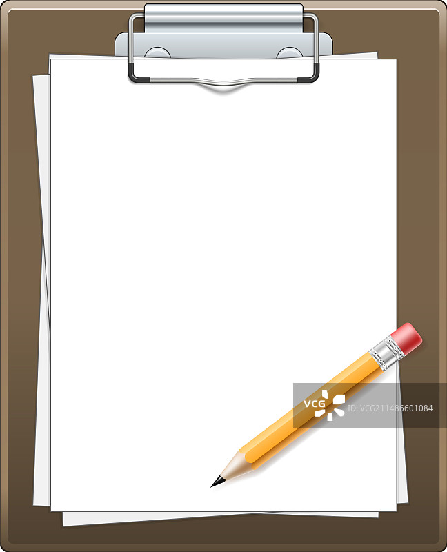 带有纸和铅笔的剪贴板图片素材
