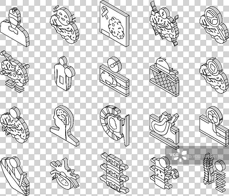 神经外科医疗2.5D图标集图片素材