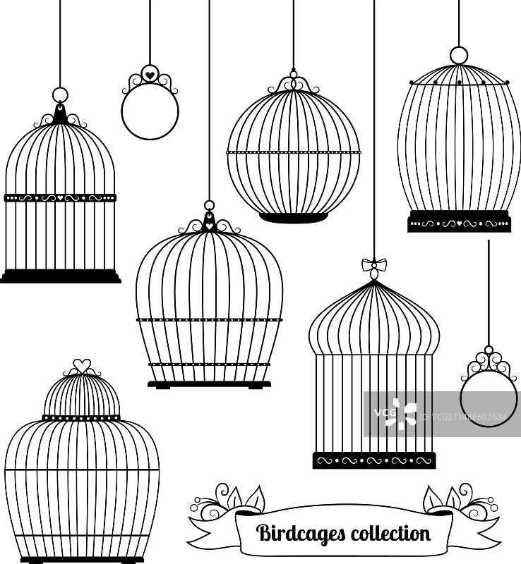 鸟笼剪影图片素材